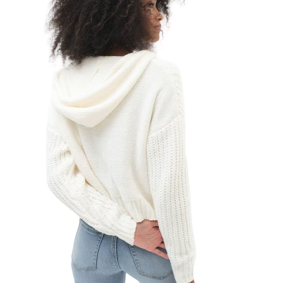Aeropostale Chenille Henley Hoodie Cream XL Cozy Soft Pullover Sweater - Picture 2 of 10
